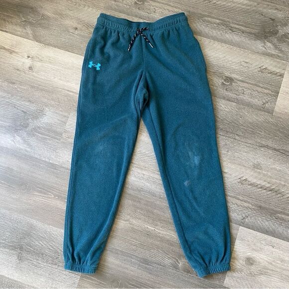 Under Armour Fleece Jogger Pants Teal Blue Boys Medium Athleisure - Picture 2 of 7